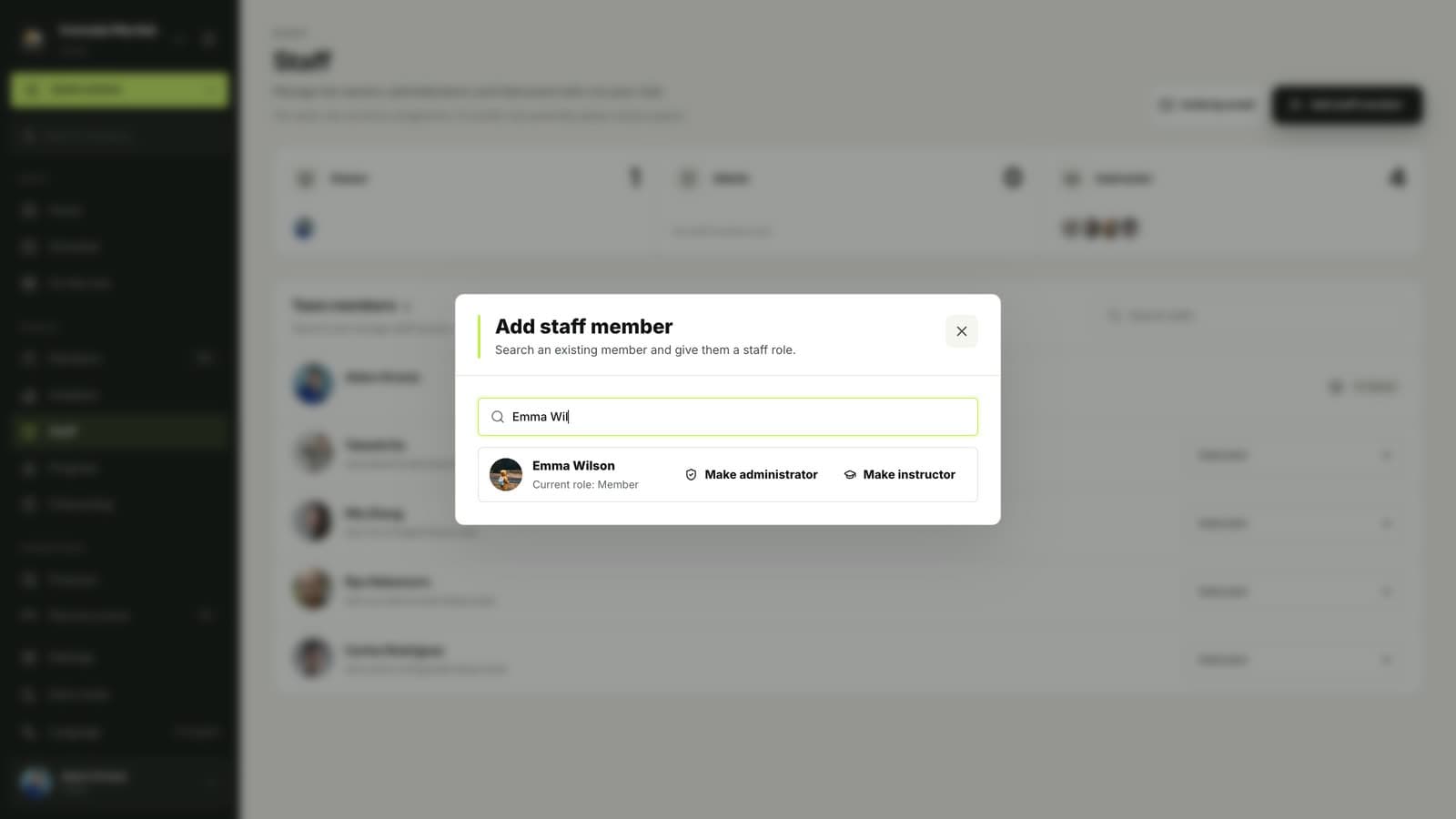 Add staff member search in MatSync