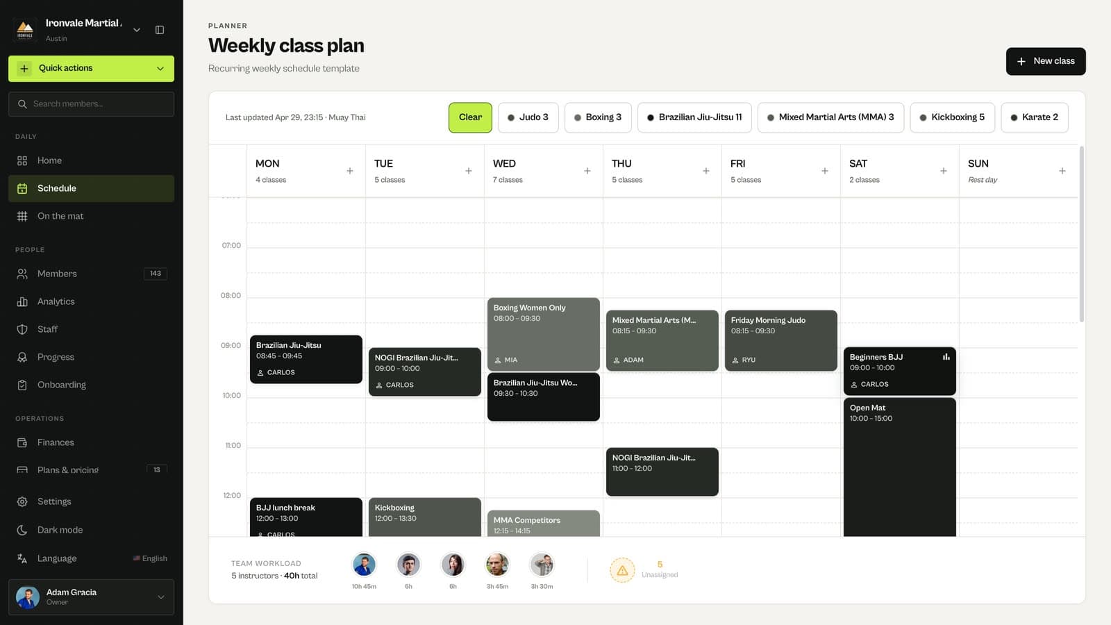New class on the MatSync weekly class plan