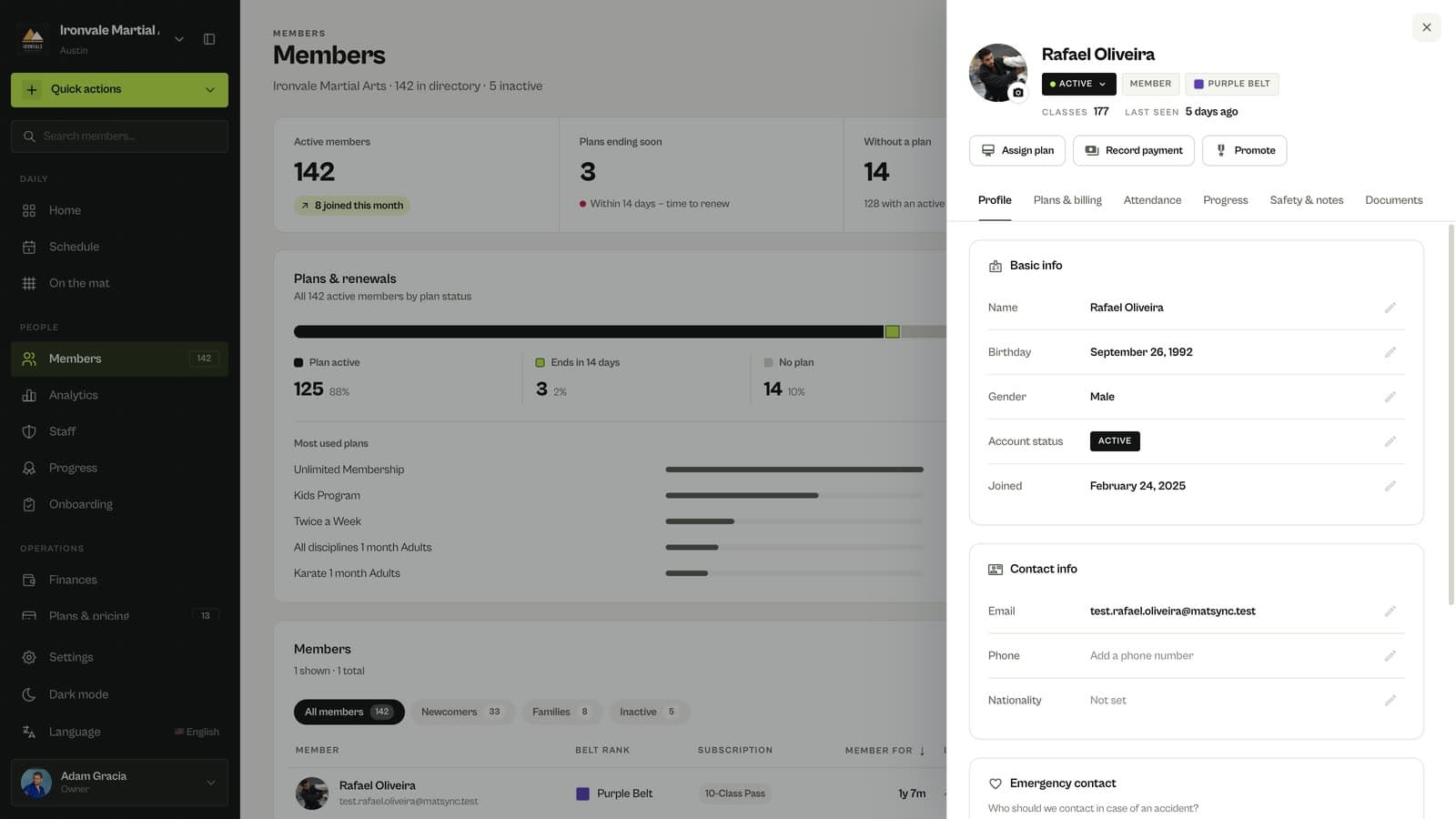 Searching for a member in MatSync