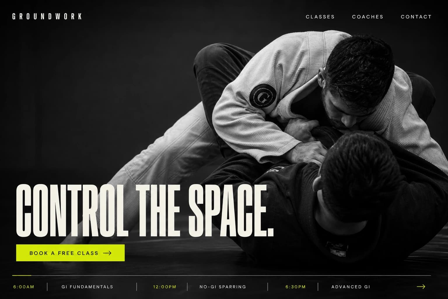 Brazilian Jiu-Jitsu academy website concept