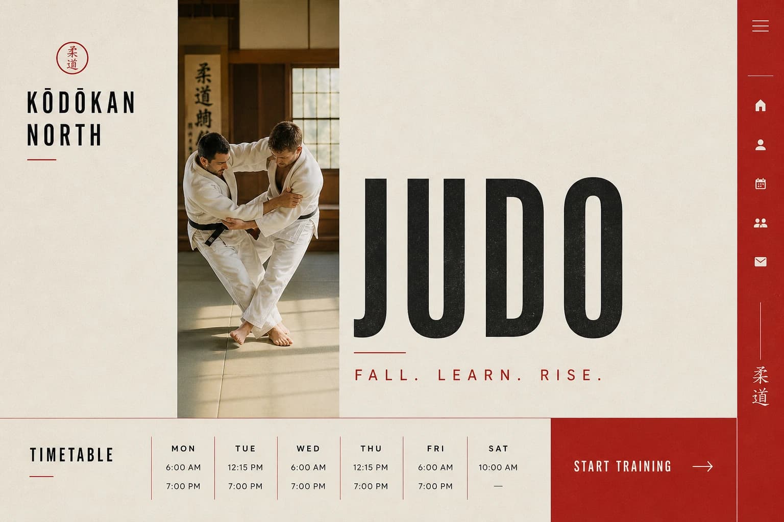 Judo academy website concept