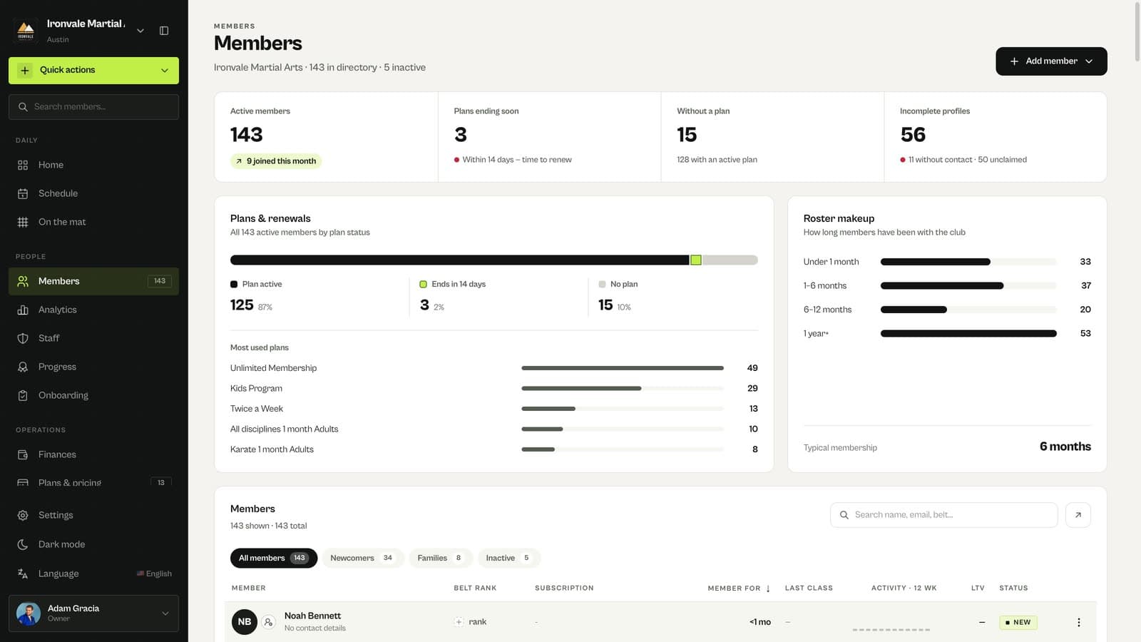 New member at the top of the MatSync Members list