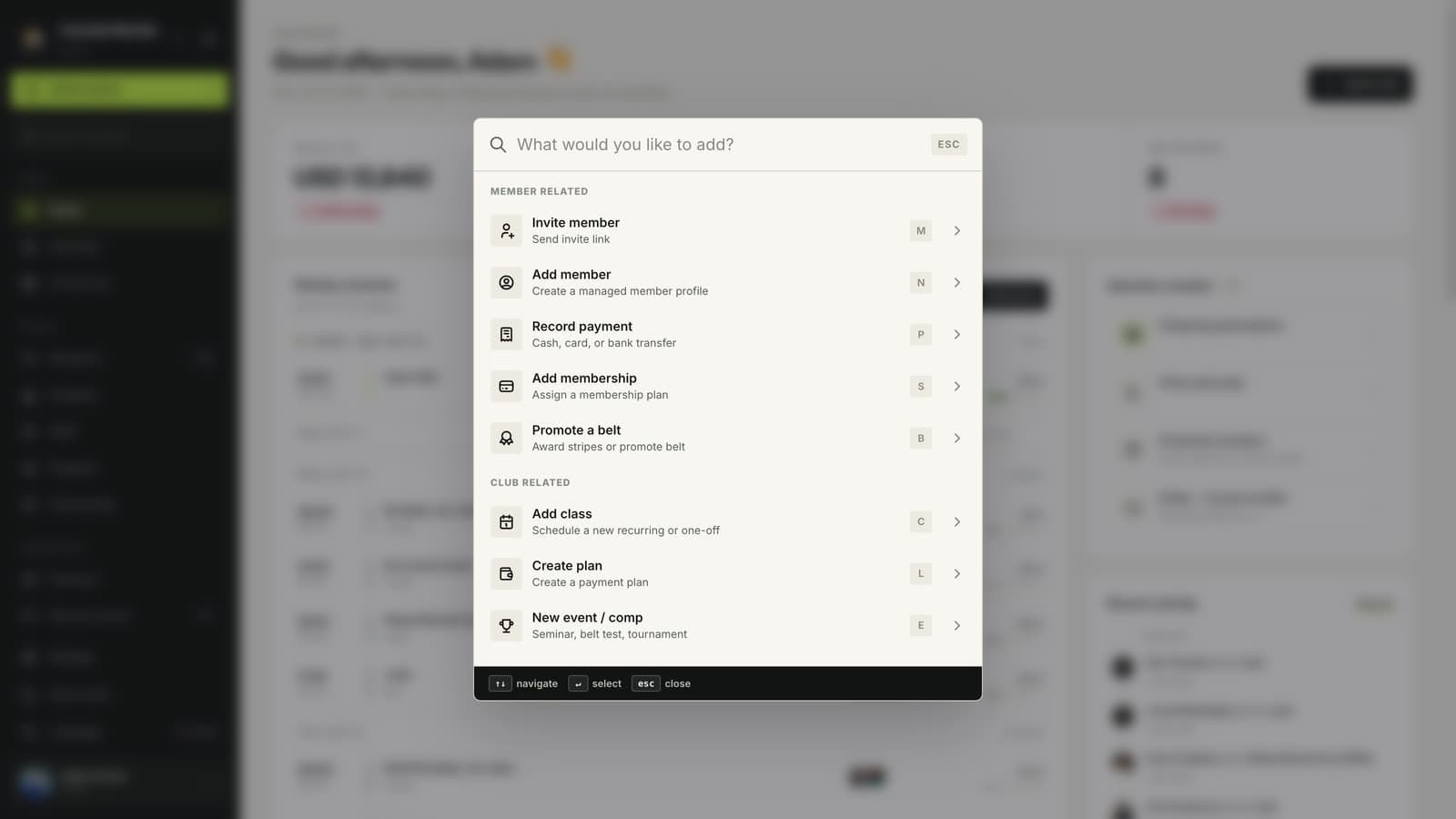 MatSync Quick actions with Invite member