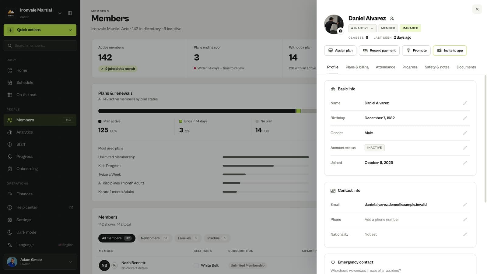 Member marked inactive in MatSync